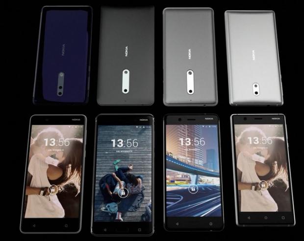 Nokia 8 in the top left corner with a dual-camera system too