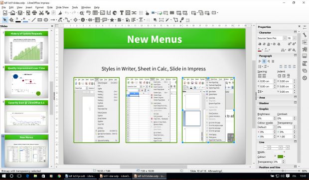 LibreOffice 5.1 Impress New Menus