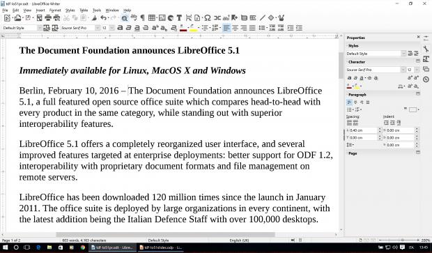 LibreOffice 5.1 Writer
