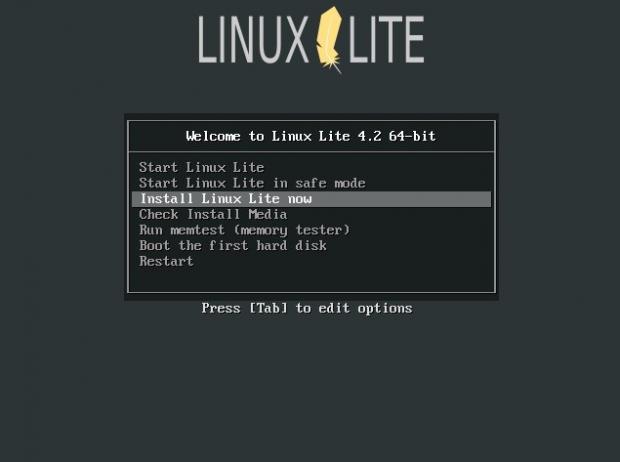 Install Linux Lite from boot menu