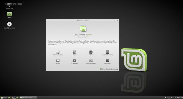 Linux Mint 18 Beta Cinnamon with Welcome Screen