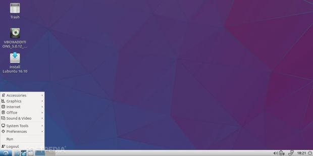 Lubuntu 16.10 Alpha 2 with the LXDE Application Menu