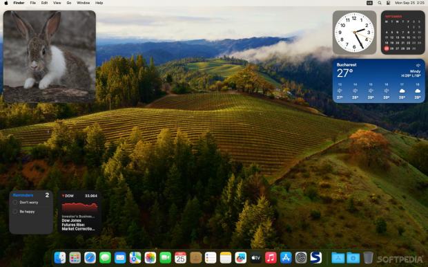 Interactive widgets can be placed on your desktop