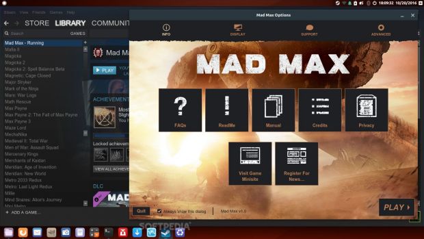 Mad Max welcome screen by Feral Interactive