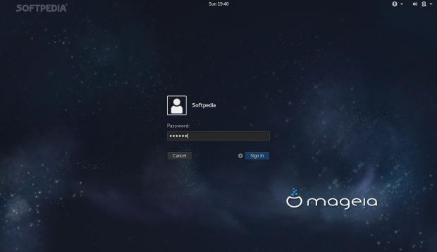 Mageia 6 Dev1 login screen
