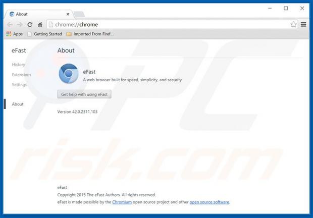 eFast browser, based on Chromium