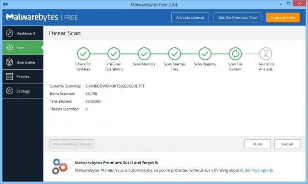 Performing a scan with the new Malwarebytes 3.0