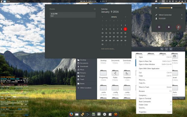 Custom Manjaro Linux GNOME 16.01 desktop