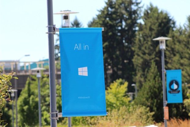 Banners raised by Microsoft in the Redmond campus