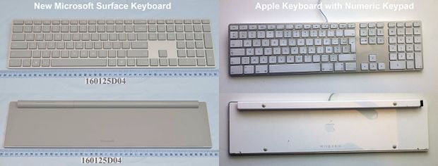 Another comparison between Microsoft's new keyboard and Apple's