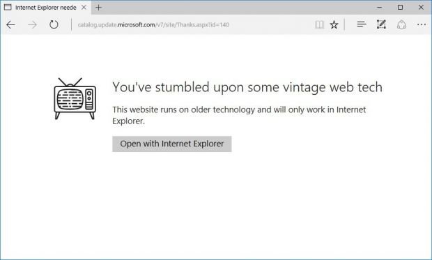 Microsoft Edge cannot connect to the Update Catalog either
