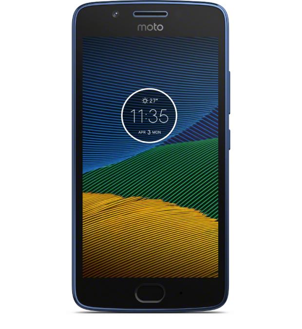 Moto G5 in Sapphire Blue front view