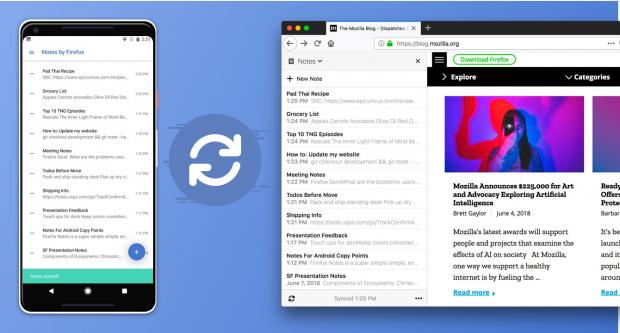 Sync notes from any Firefox browser on any Android smartphone or tablet