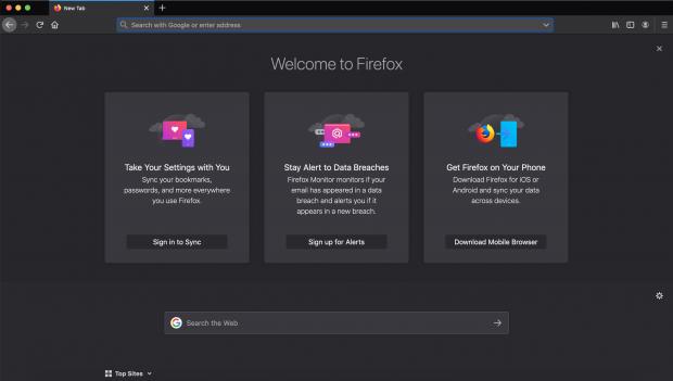 Firefox 70 new welcome screen