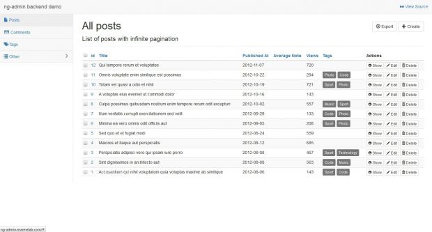 ng-admin uses Bootstrap for the UI