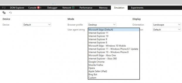 Changing the user agent string in Microsoft Edge