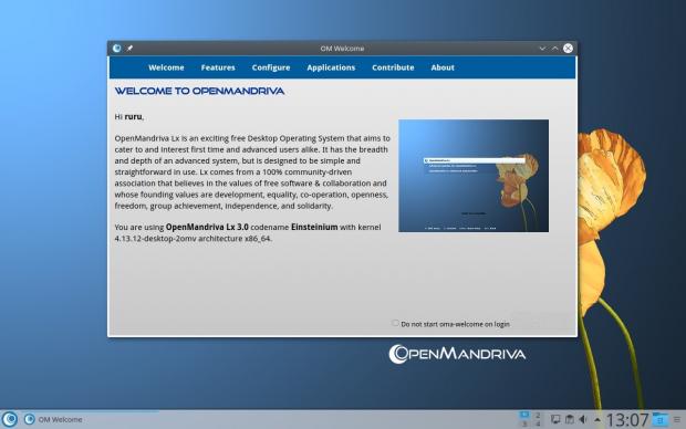 OpenMandriva Lx 3.03 Welcome Screen