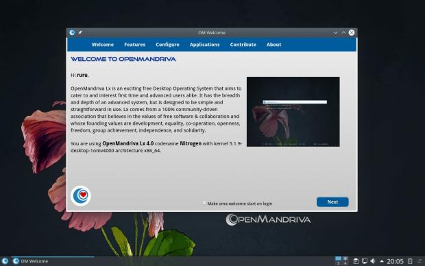 OpenMandriva Welcome Screen