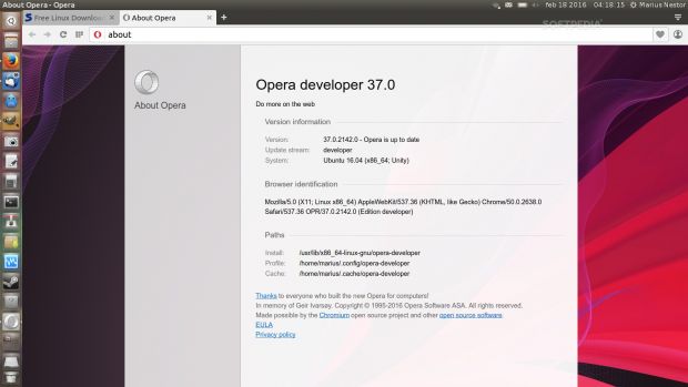 Opera 37.0 Build 2142