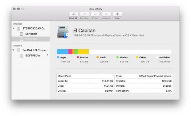 The new Disk Utility app in El Capitan