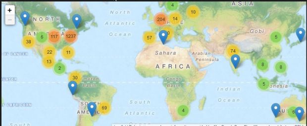 Geo distribution of the compromised WordPress sites