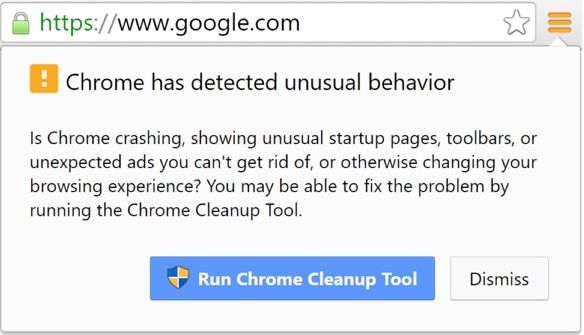 Chrome Cleanup Tool security warning