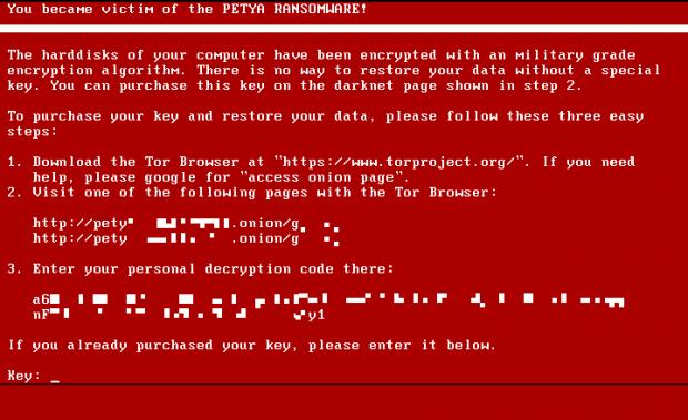 Petya ransomware lock screen