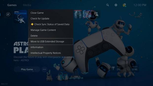 PlayStation 5 move games to extended USB storage