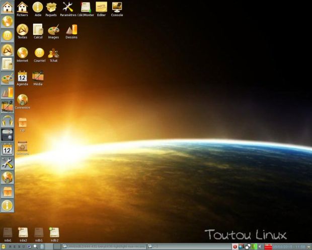 Toutou Linux 6.3.2 Alpha with the new app launcher