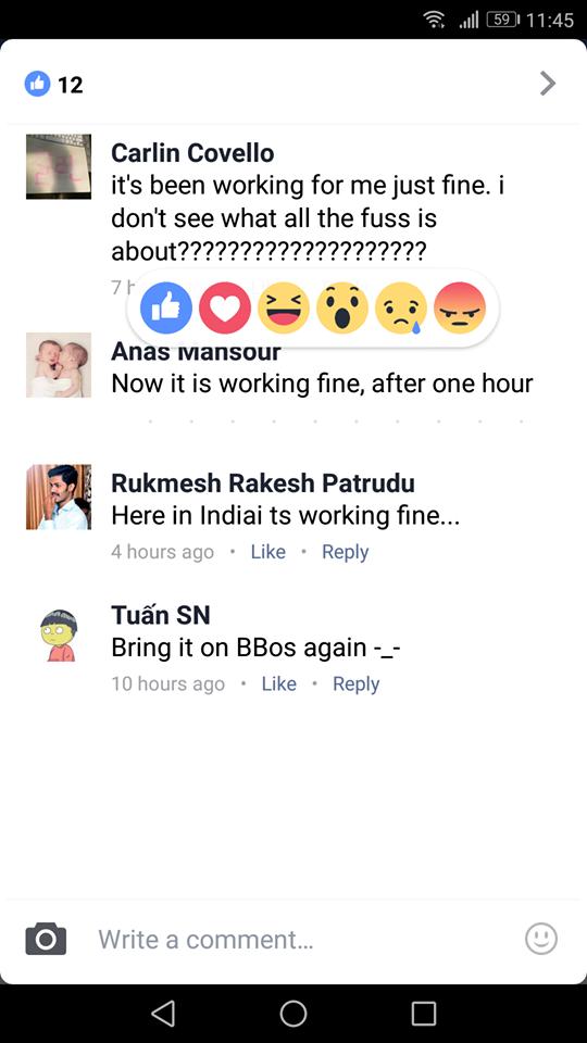 Facebook reactions to comments