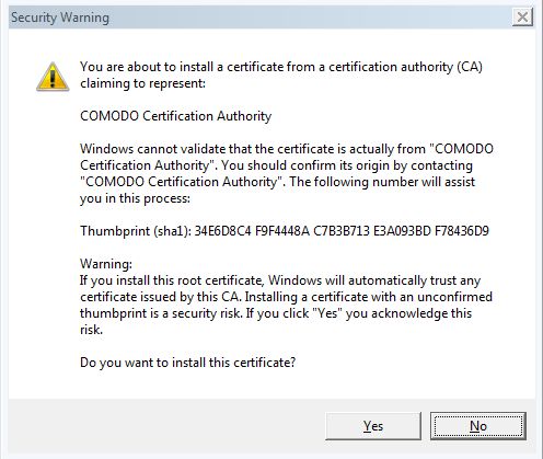 Popup through which Retefe asks for permission to install a root certificate
