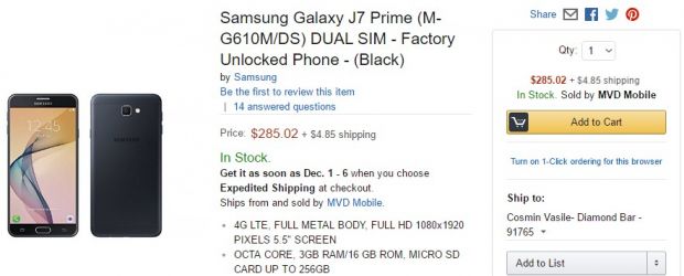 Samsung Galaxy J7 Prime price
