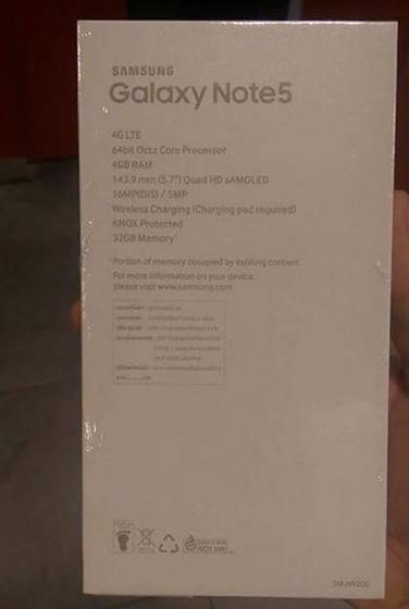 Samsung Galaxy Note 5 sales package