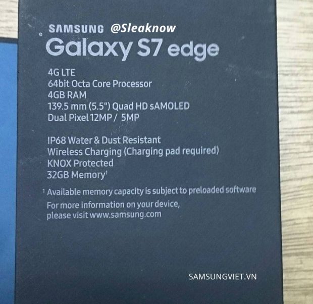 Samsung Galaxy S7 edge sale packaging