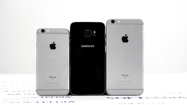 iPhone 6s, Samsung Galaxy S7 Edge, and iPhone 6s Plus