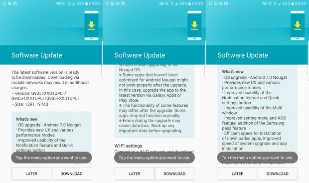 Android 7.0 Nougat changelog for Galaxy S7