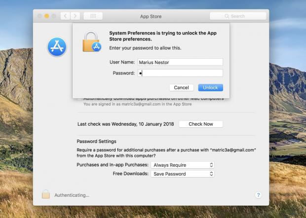 App Store Preferences security bug