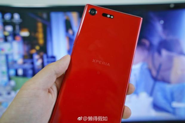 Back view of Red Sony Xperia XZ Premium