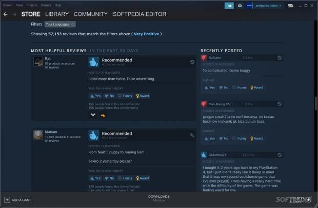 Community-submitted reviews can be found for each game