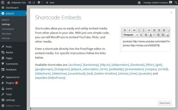 Jetpack Shortcode Embeds module