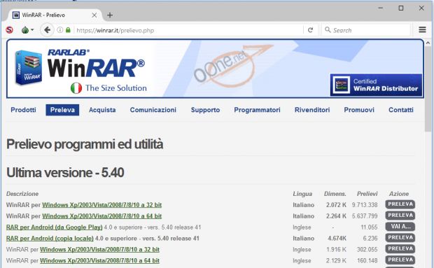 Winrar.it website spreading a malicious version of WinRAR