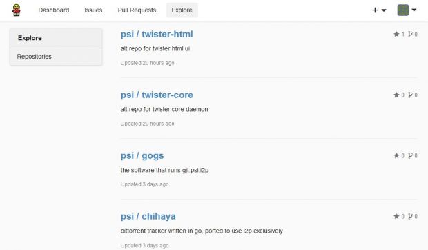 git.psi.i2p, exploring code repositories