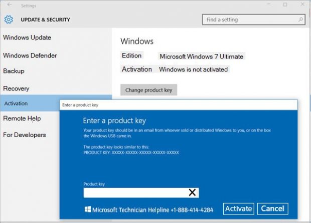 The "suspicious" Windows 10 Settings screen