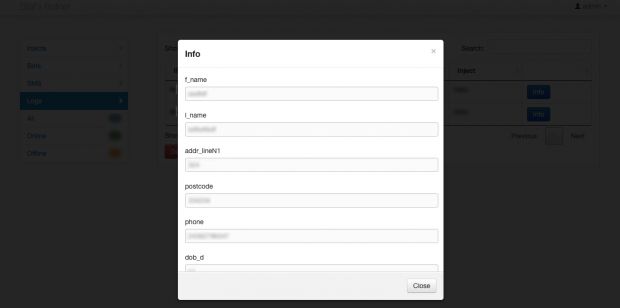 Bilal Bot control panel (edit phishing overlay option)
