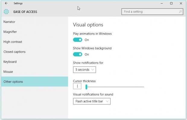 Disable animations in Windows 10