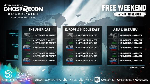 Ghost Recon Breakpoint free weekend schedule