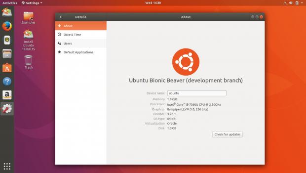 Ubuntu 18.04 LTS running GNOME 3.26