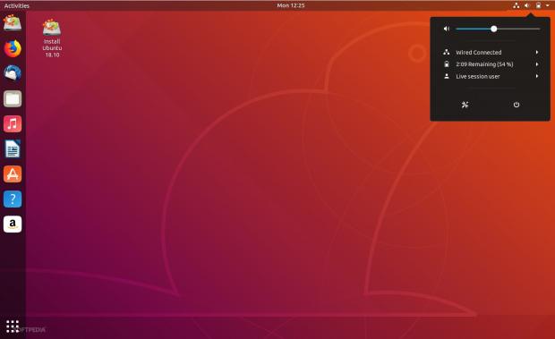 Ubuntu 18.10 with Yaru theme - system menu