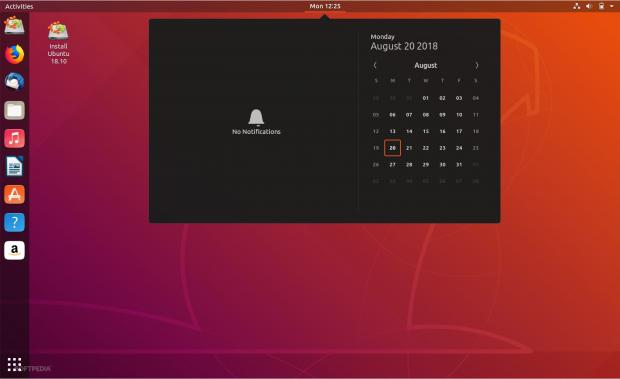 Ubuntu 18.10 with Yaru theme - calendar