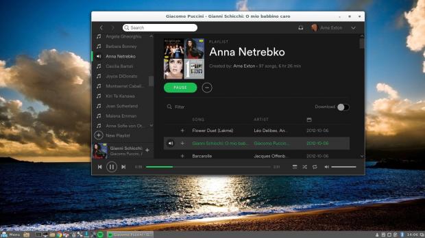 Spotify client running